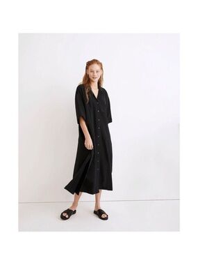 Madewell Black Button-Front Swim Coverup Dress